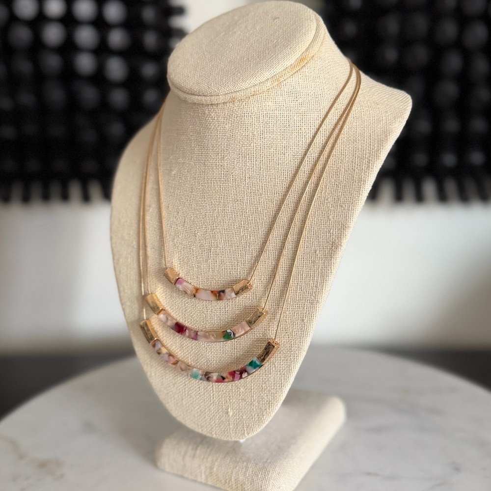 Ann Taylor Multicolor Resin Bar Necklace - Picture 3 of 8